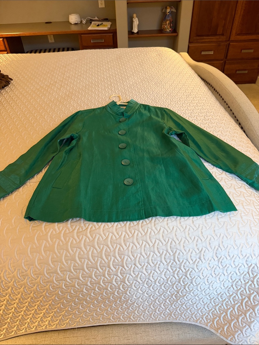 Multiples Women's Green Button-Front Light Weight Jacket/Top